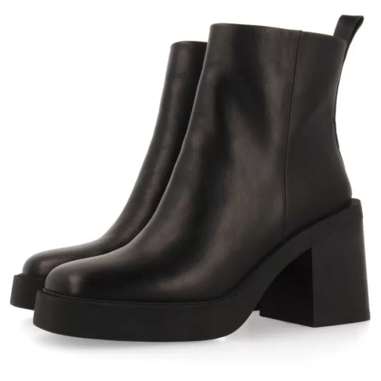 Gioseppo Boots & Ankle Boots*Altrier Women'S Black Ankle Boots With Square Toes, Thick Platforms And Wide Heels