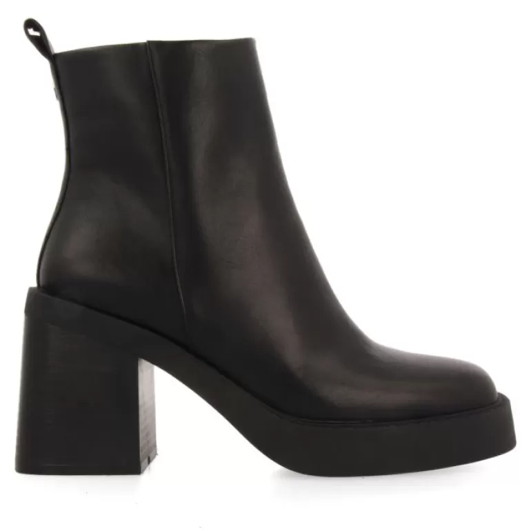 Gioseppo Boots & Ankle Boots*Altrier Women'S Black Ankle Boots With Square Toes, Thick Platforms And Wide Heels