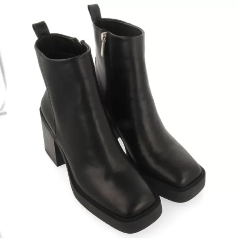 Gioseppo Boots & Ankle Boots*Altrier Women'S Black Ankle Boots With Square Toes, Thick Platforms And Wide Heels