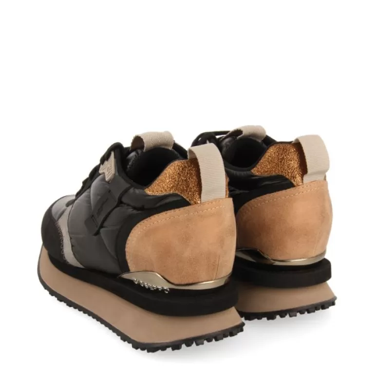 Gioseppo Sneakers*Anif Women'S Cushioned Black Monochrome Sneakers With Details And Inner Wedges