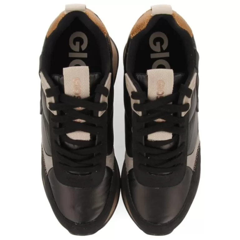 Gioseppo Sneakers*Anif Women'S Cushioned Black Monochrome Sneakers With Details And Inner Wedges