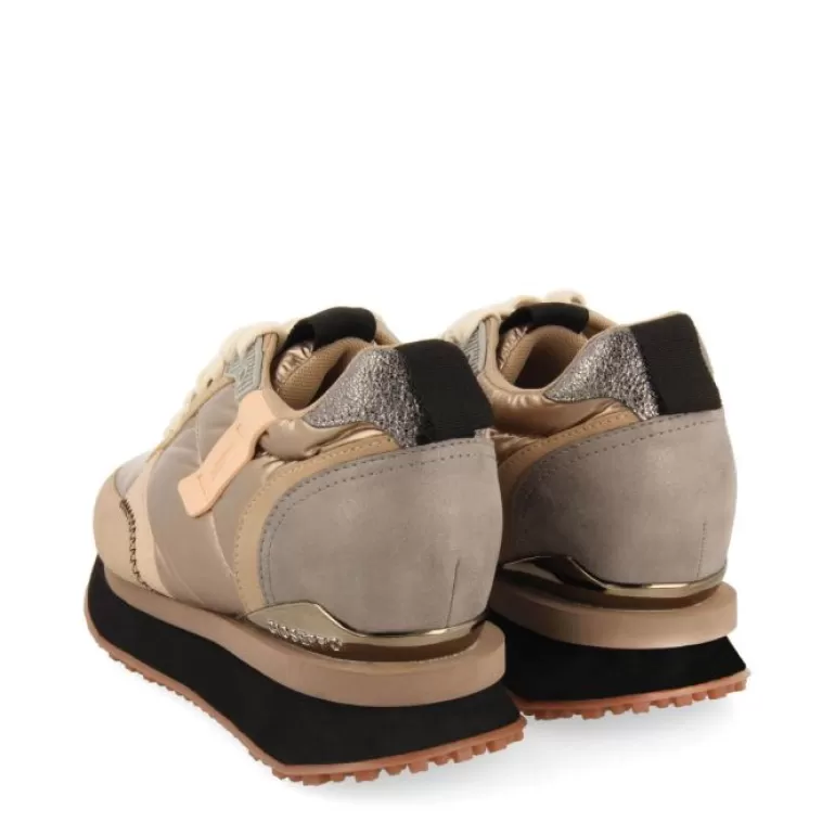Gioseppo Sneakers*Anif Women'S Cushioned Gold Monochrome Sneakers With Details And Inner Wedges