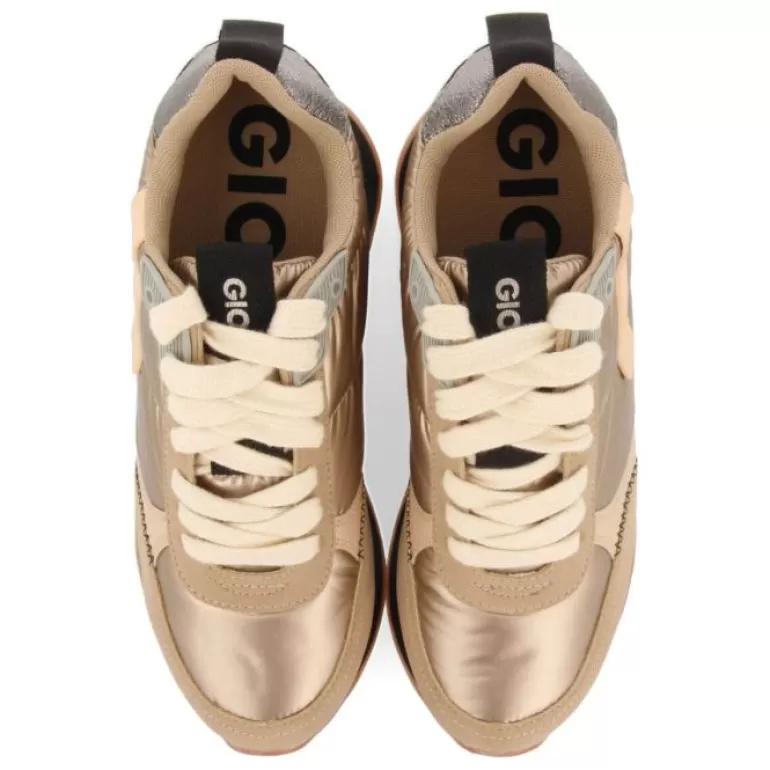 Gioseppo Sneakers*Anif Women'S Cushioned Gold Monochrome Sneakers With Details And Inner Wedges