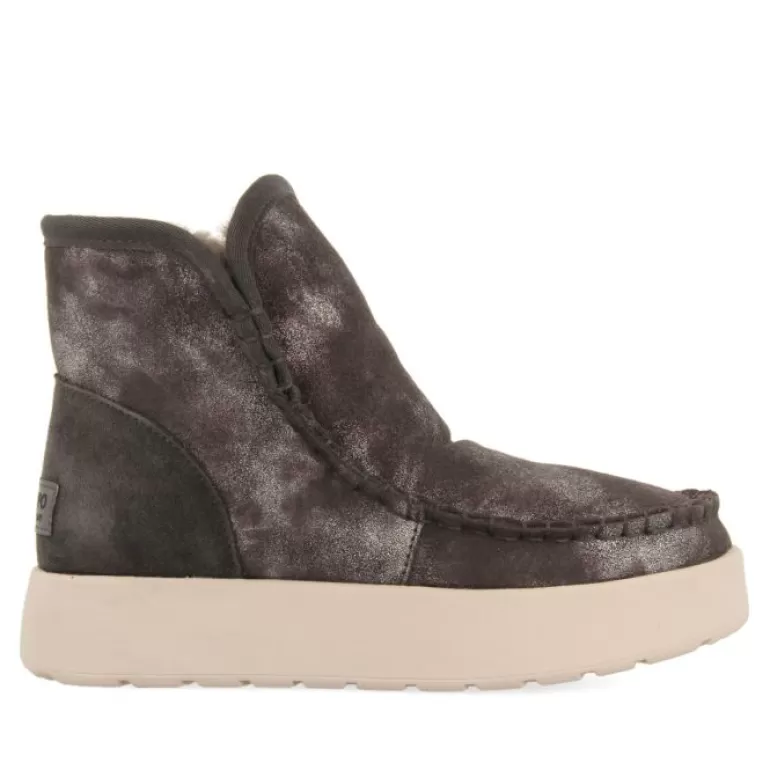 Gioseppo Boots & Ankle Boots*Annan Women'S Metallic Grey Split-Suede Shearling Boots