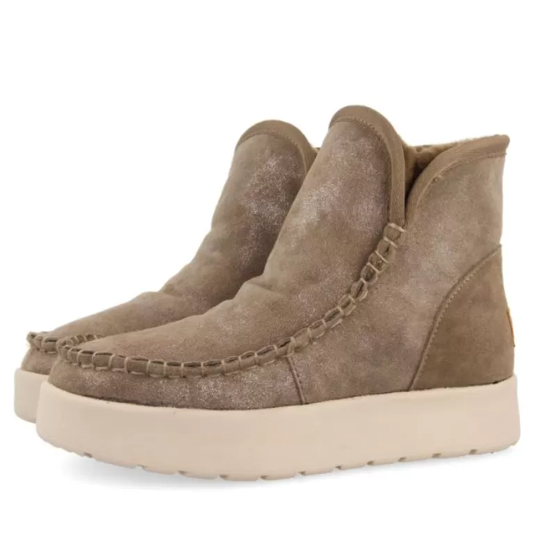 Gioseppo Boots & Ankle Boots*Annan Women'S Metallic Taupe Split-Suede Shearling Boots