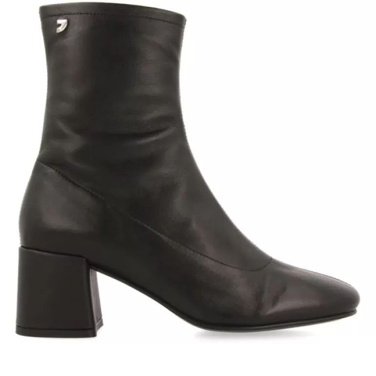Gioseppo Boots & Ankle Boots*Artas Women'S Black Leather Ankle Boots With Mid Heels And Round Toes
