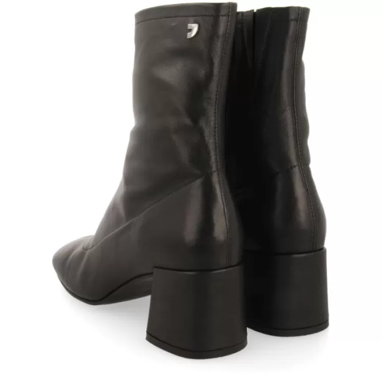 Gioseppo Boots & Ankle Boots*Artas Women'S Black Leather Ankle Boots With Mid Heels And Round Toes