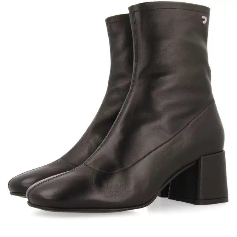 Gioseppo Boots & Ankle Boots*Artas Women'S Black Leather Ankle Boots With Mid Heels And Round Toes