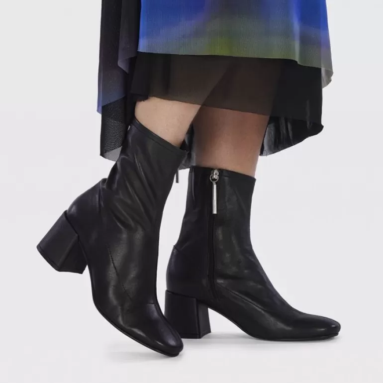 Gioseppo Boots & Ankle Boots*Artas Women'S Black Leather Ankle Boots With Mid Heels And Round Toes