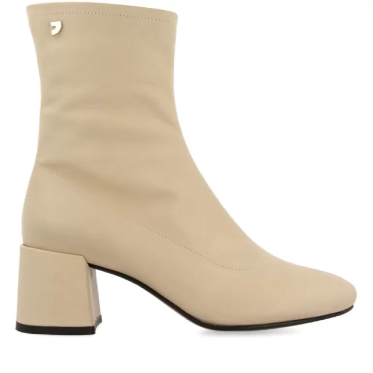 Gioseppo Boots & Ankle Boots*Artas Women'S Cream Leather Ankle Boots With Mid Heels And Round Toes