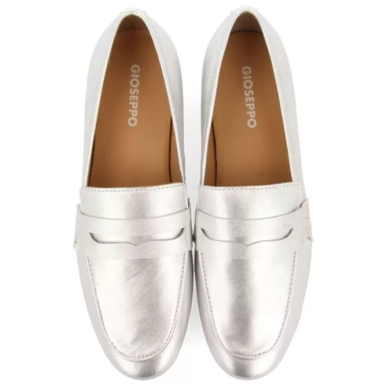 Gioseppo Ballet Pumps*Augusta Women'S Silver Leather Moccasins