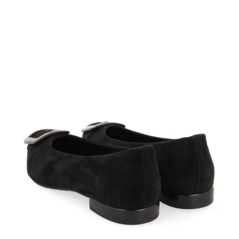 Gioseppo Ballet Pumps*Ballstad Women'S Black Leather Ballet Flats With A Patent Buckle