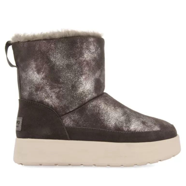 Gioseppo Boots & Ankle Boots*Banff Women'S Metallic Grey Split-Suede Shearling Boots