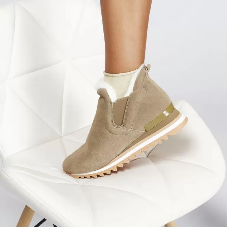 Gioseppo Sneakers*Beige Sneakers Ankle Boots Slip Style With Mini Wedge For Woman Eckero