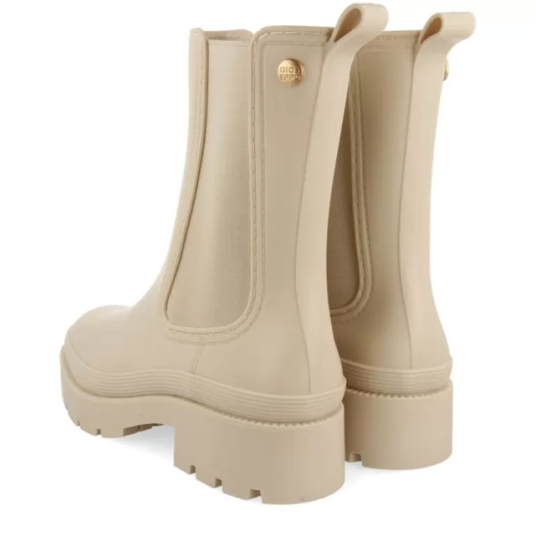 Gioseppo Boots & Ankle Boots*Bilston Women'S Short Beige Welly Boots With Side Elastics