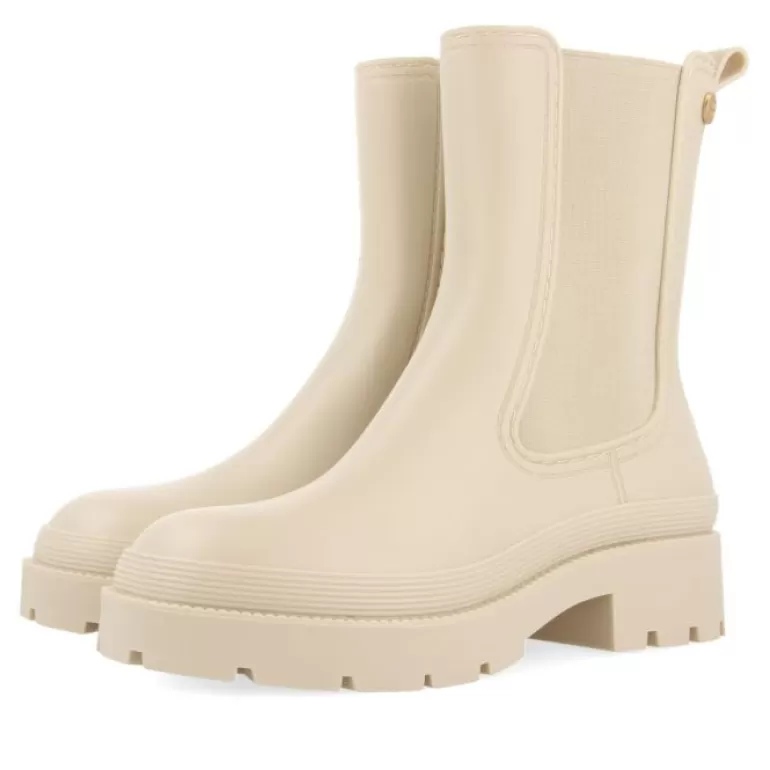 Gioseppo Boots & Ankle Boots*Bilston Women'S Short Beige Welly Boots With Side Elastics