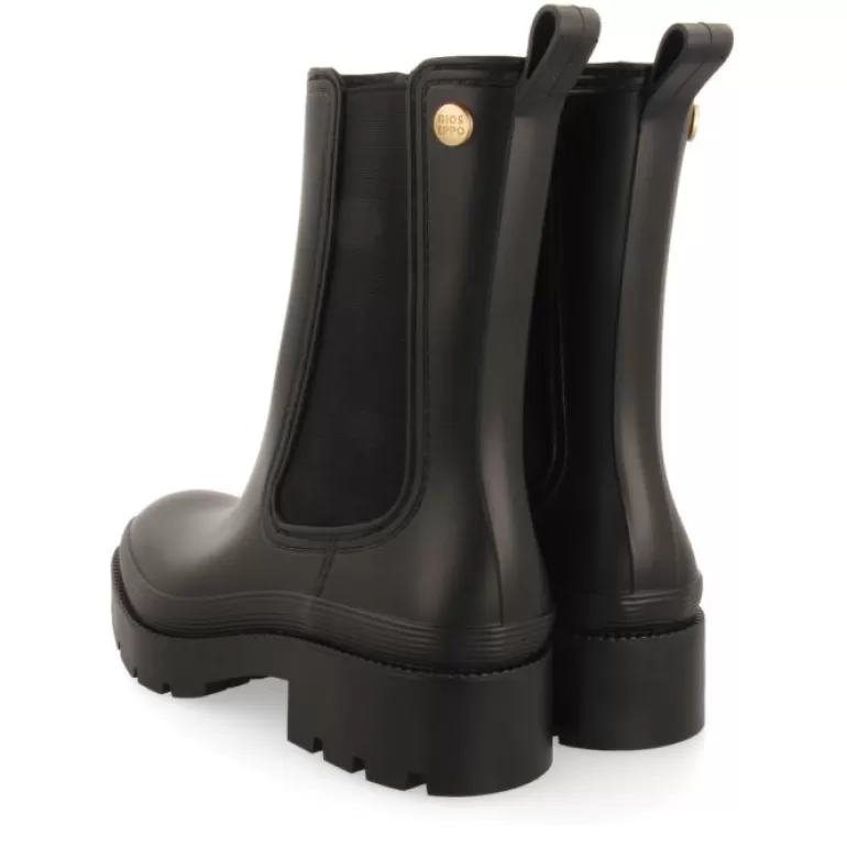 Gioseppo Boots & Ankle Boots*Bilston Women'S Short Black Welly Boots With Side Elastics