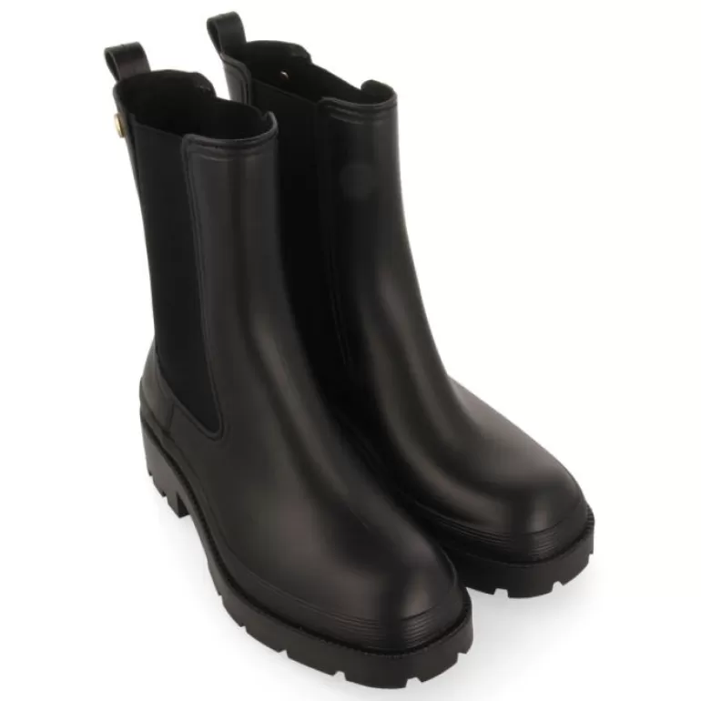 Gioseppo Boots & Ankle Boots*Bilston Women'S Short Black Welly Boots With Side Elastics
