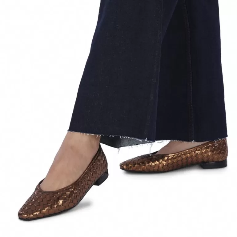 Gioseppo Ballet Pumps*Eisgarn Women'S Bronze Braided Leather Ballet Flats