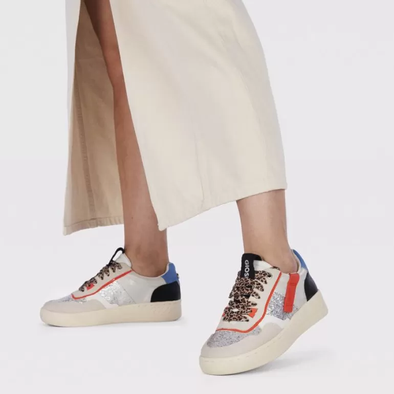 Gioseppo Sneakers*Elverum Women'S White Sneakers With Mixed Prints And Textures