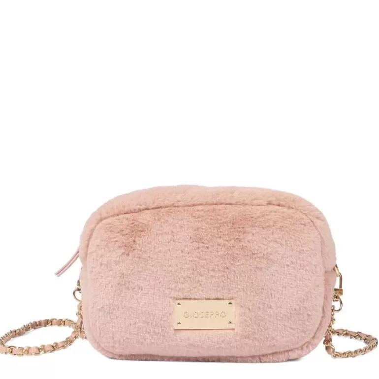 Gioseppo Shoulder Bags*Fiss Furry Pink Bag With Chain Strap