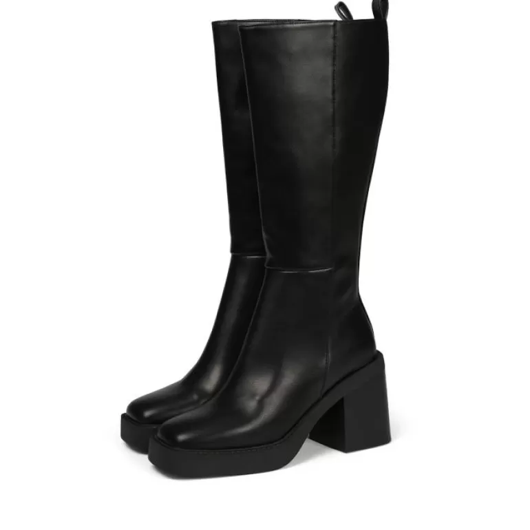 Gioseppo Boots & Ankle Boots*Goeblange Women'S Straight Black Knee-High Boots With Square Toes, A Thick Platform And Wide Heels