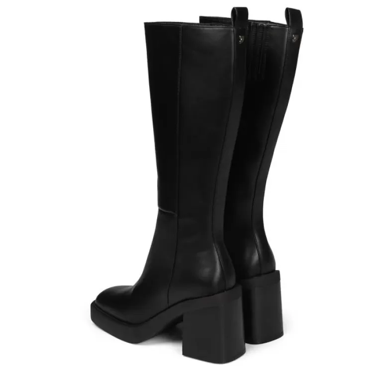 Gioseppo Boots & Ankle Boots*Goeblange Women'S Straight Black Knee-High Boots With Square Toes, A Thick Platform And Wide Heels