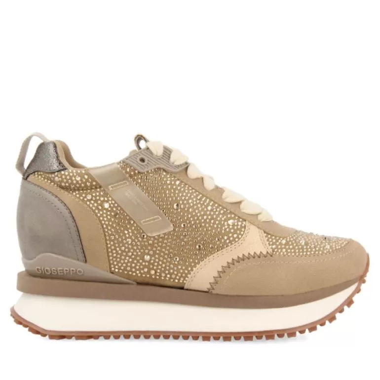 Gioseppo Sneakers*Hanko Women'S Beige Monochrome Sneakers With Crystals