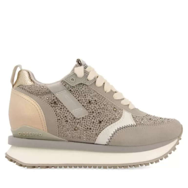 Gioseppo Sneakers*Hanko Women'S Grey Monochrome Sneakers With Crystals