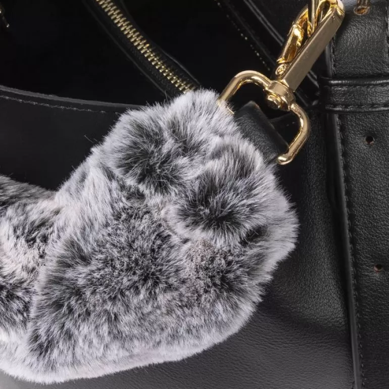 Gioseppo Shoulder Bags*Hecla Black Shopper Bag With A Furry Handle