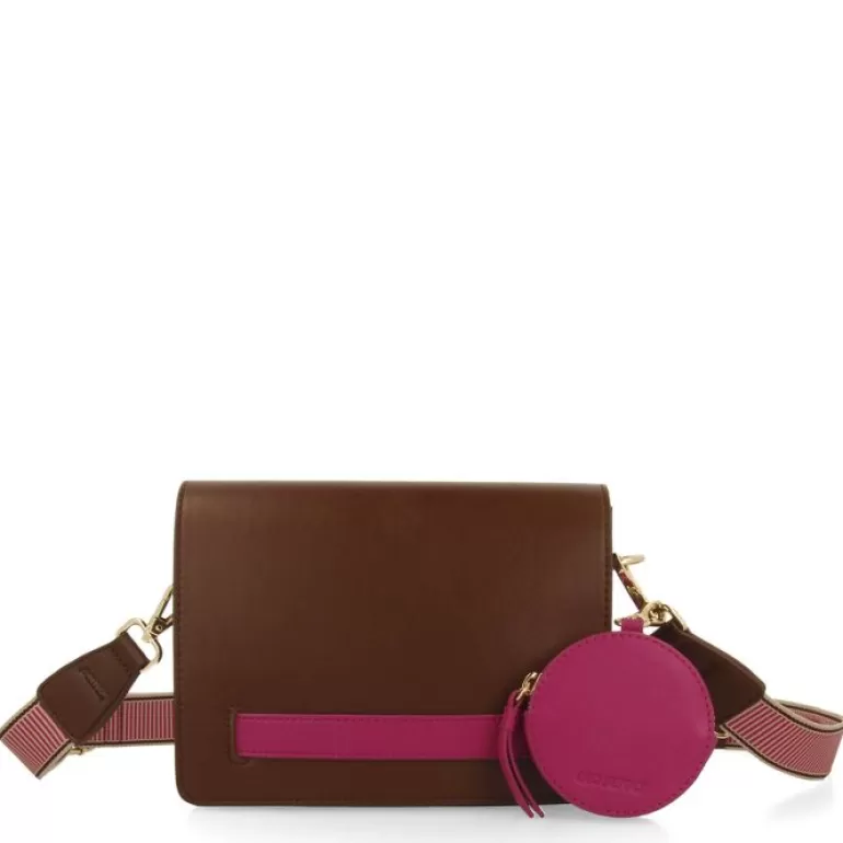 Gioseppo Shoulder Bags*Jaren Brown Crossbody Bag With Pink Details