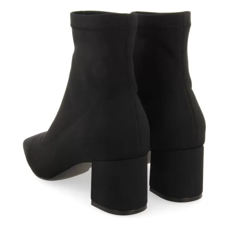 Gioseppo Boots & Ankle Boots*Letham Women'S Stretchy Black Ankle Boots With Mid Heels And Semi-Square Toes
