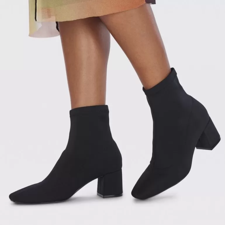 Gioseppo Boots & Ankle Boots*Letham Women'S Stretchy Black Ankle Boots With Mid Heels And Semi-Square Toes