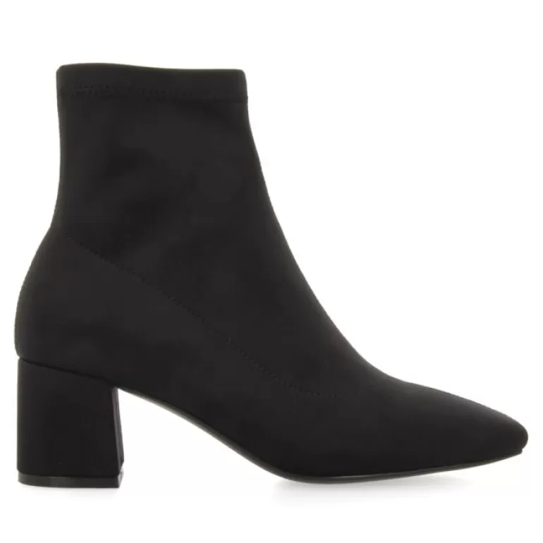 Gioseppo Boots & Ankle Boots*Letham Women'S Stretchy Black Ankle Boots With Mid Heels And Semi-Square Toes