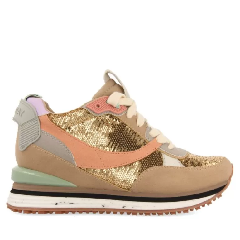 Gioseppo Sneakers*Okaton Women'S Sneakers With Gold Sequins And Inner Wedges