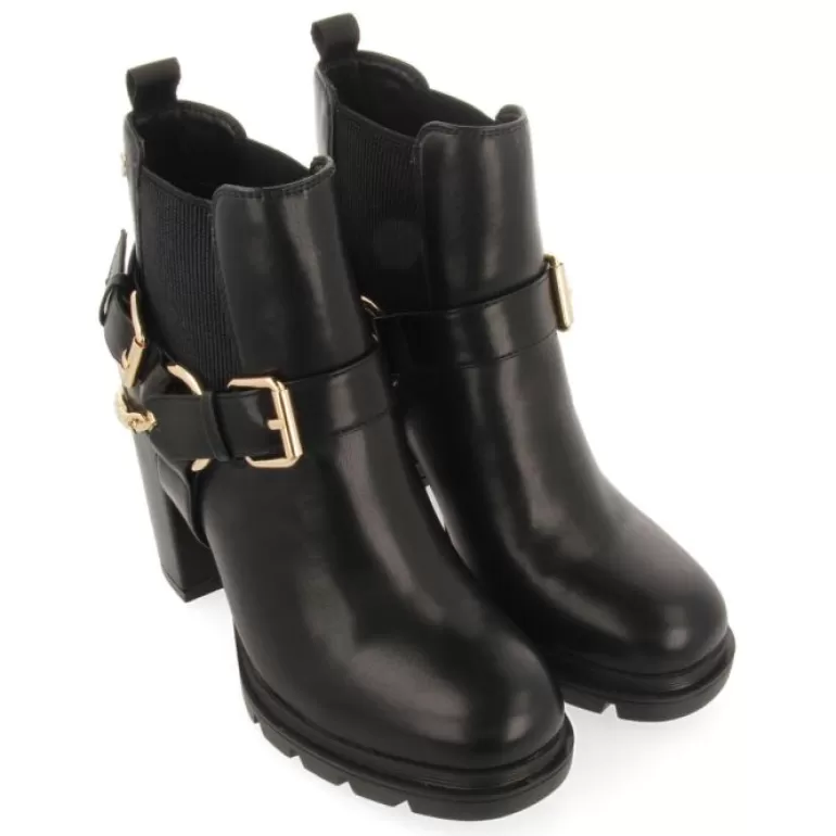 Gioseppo Boots & Ankle Boots*Okreek Women'S Black Chelsea Boots With Buckles, Track Soles And A Chain
