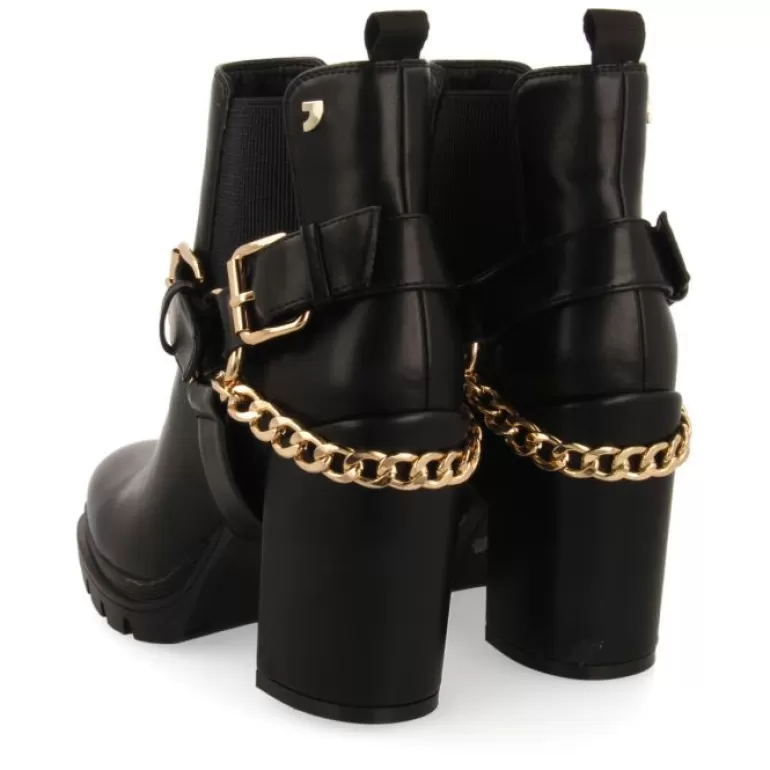 Gioseppo Boots & Ankle Boots*Okreek Women'S Black Chelsea Boots With Buckles, Track Soles And A Chain