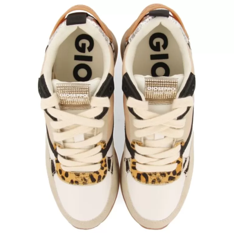 Gioseppo Sneakers*Onida Women'S White Sneakers With Mixed Prints And Inner Wedges