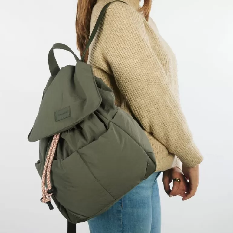 Gioseppo Backpacks*Ortley Quilted Khaki Backpack With Pockets