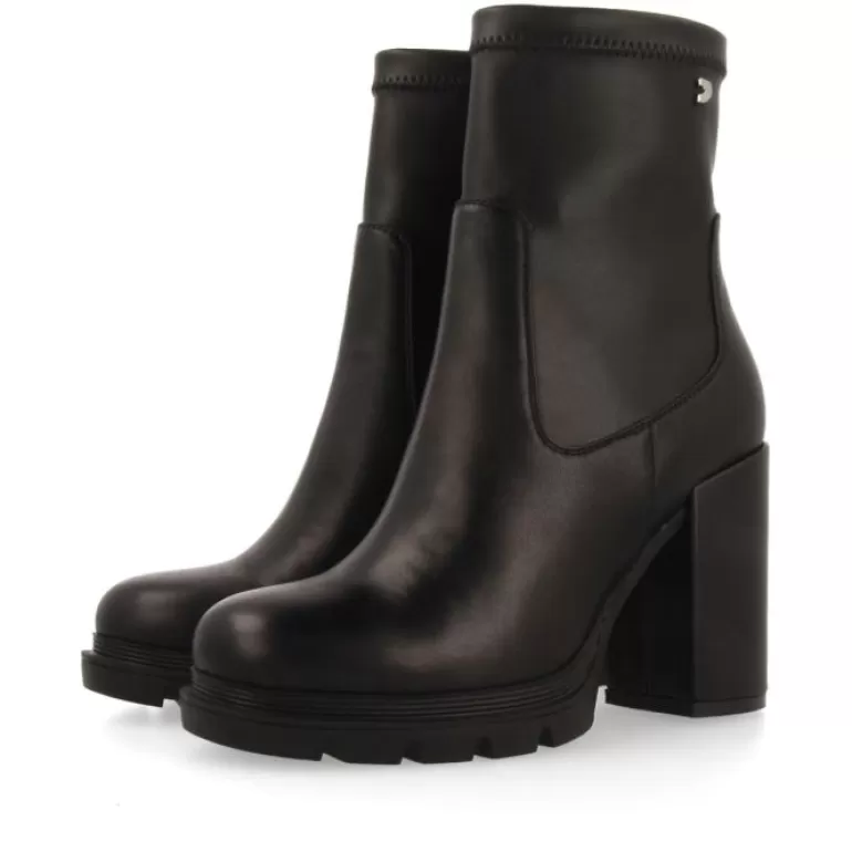 Gioseppo Boots & Ankle Boots*Putscheid Women'S Black Ankle Boots With Round Toes, Track Platform Soles And High Heels