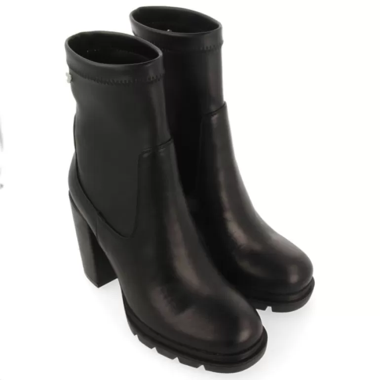 Gioseppo Boots & Ankle Boots*Putscheid Women'S Black Ankle Boots With Round Toes, Track Platform Soles And High Heels