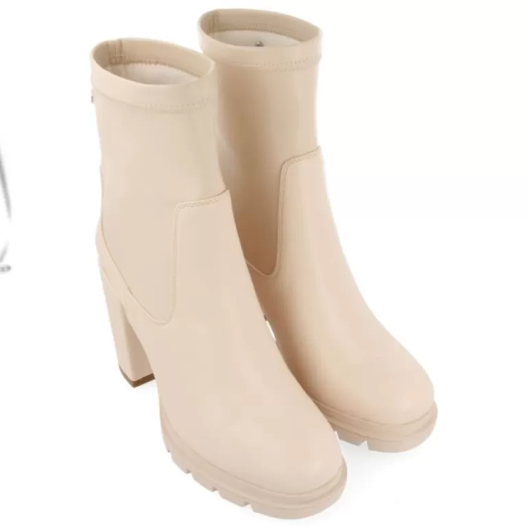 Gioseppo Boots & Ankle Boots*Putscheid Women'S Off-White Ankle Boots With Round Toes, Track Platform Soles