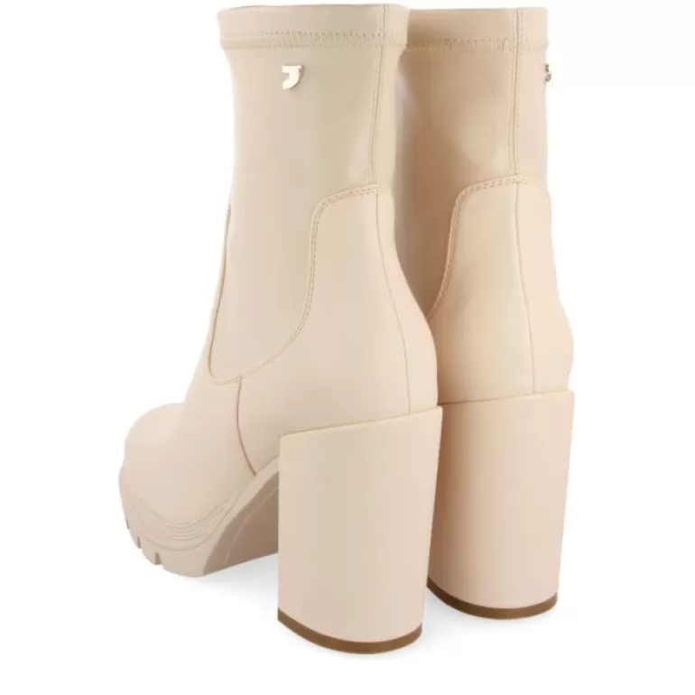 Gioseppo Boots & Ankle Boots*Putscheid Women'S Off-White Ankle Boots With Round Toes, Track Platform Soles