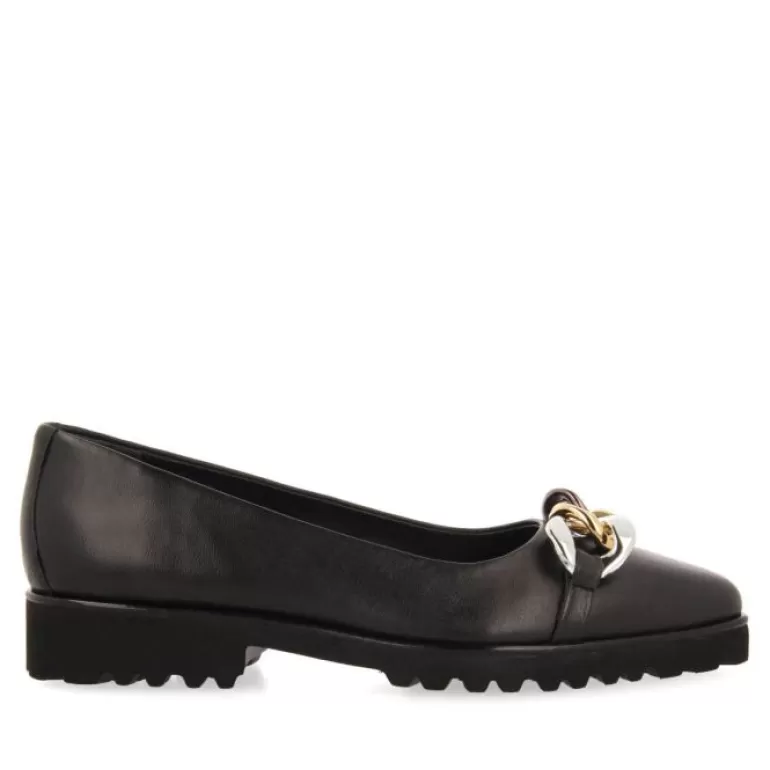 Gioseppo Ballet Pumps*Rosebud Women'S Black Leather Ballet Flats With Buckle And Track Soles