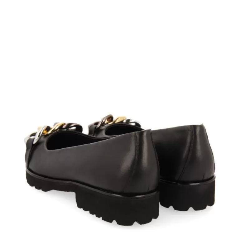 Gioseppo Ballet Pumps*Rosebud Women'S Black Leather Ballet Flats With Buckle And Track Soles