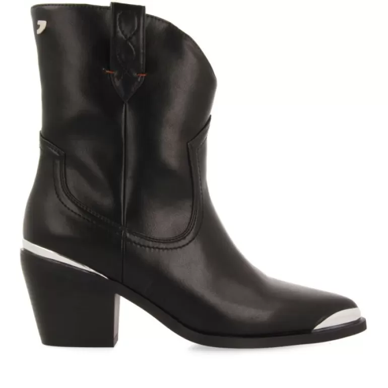 Gioseppo Boots & Ankle Boots*Roslyn Women'S Black Cowboy Boots With Metal On The Toes And Heels