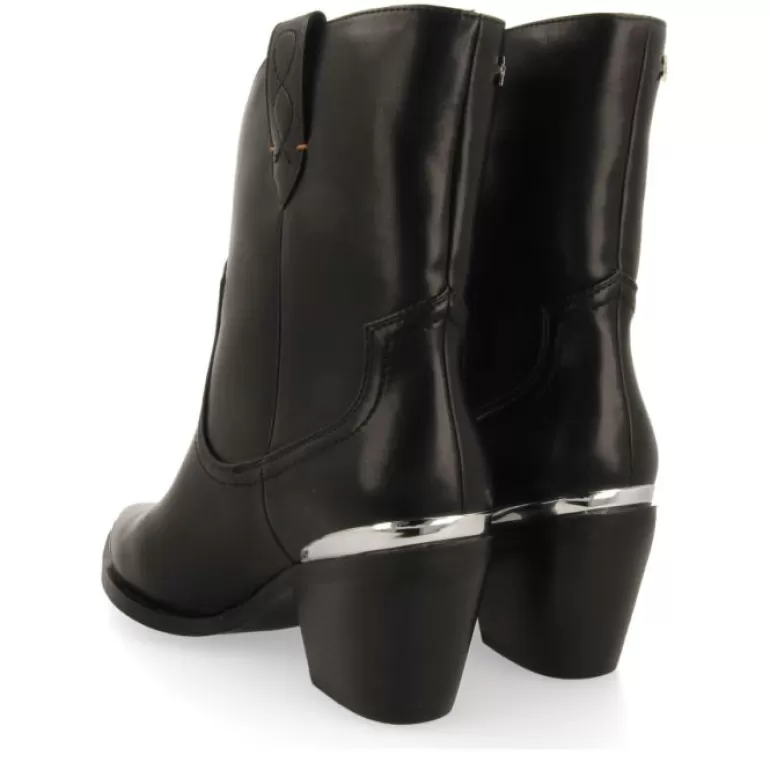 Gioseppo Boots & Ankle Boots*Roslyn Women'S Black Cowboy Boots With Metal On The Toes And Heels