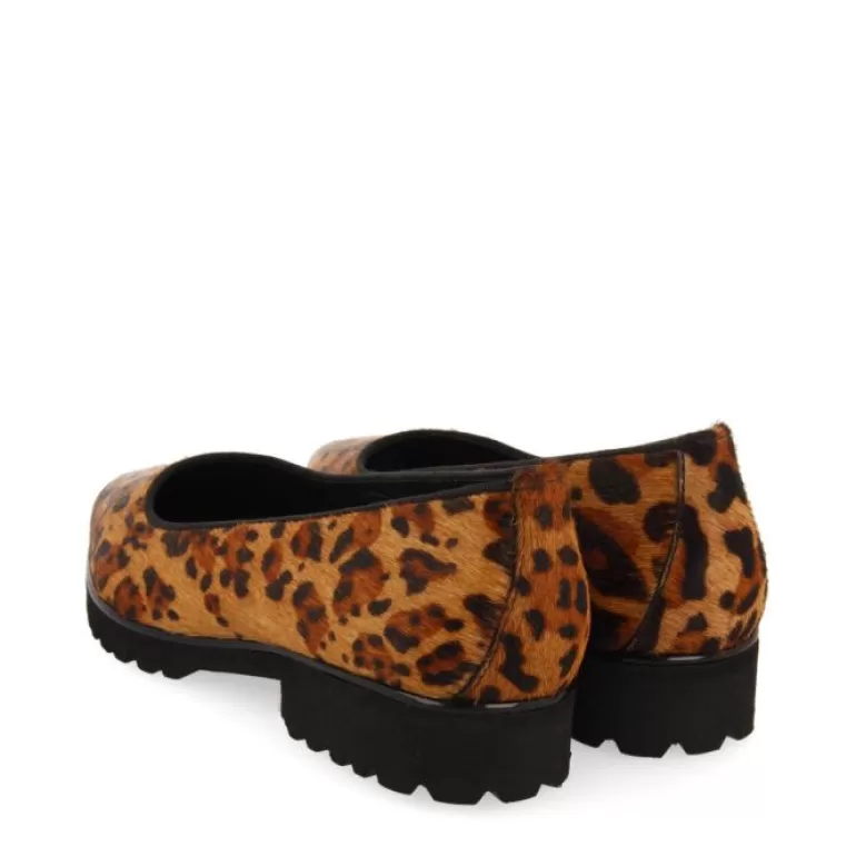 Gioseppo Ballet Pumps*Ruka Women'S Leopard-Print Leather Ballet Flats With Thick Track Soles