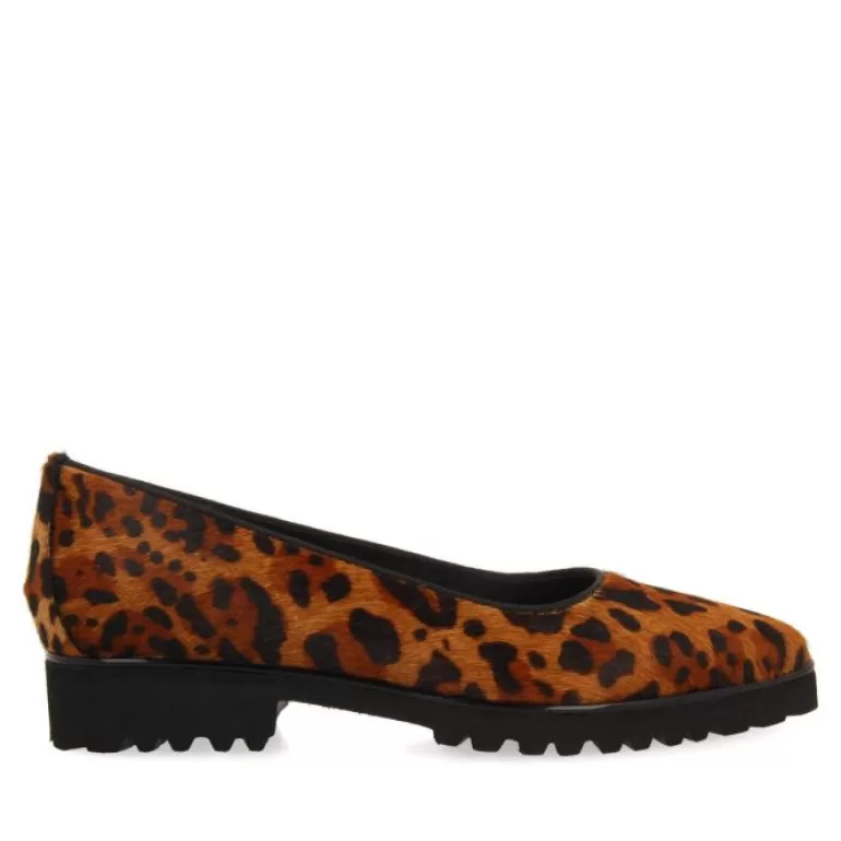 Gioseppo Ballet Pumps*Ruka Women'S Leopard-Print Leather Ballet Flats With Thick Track Soles