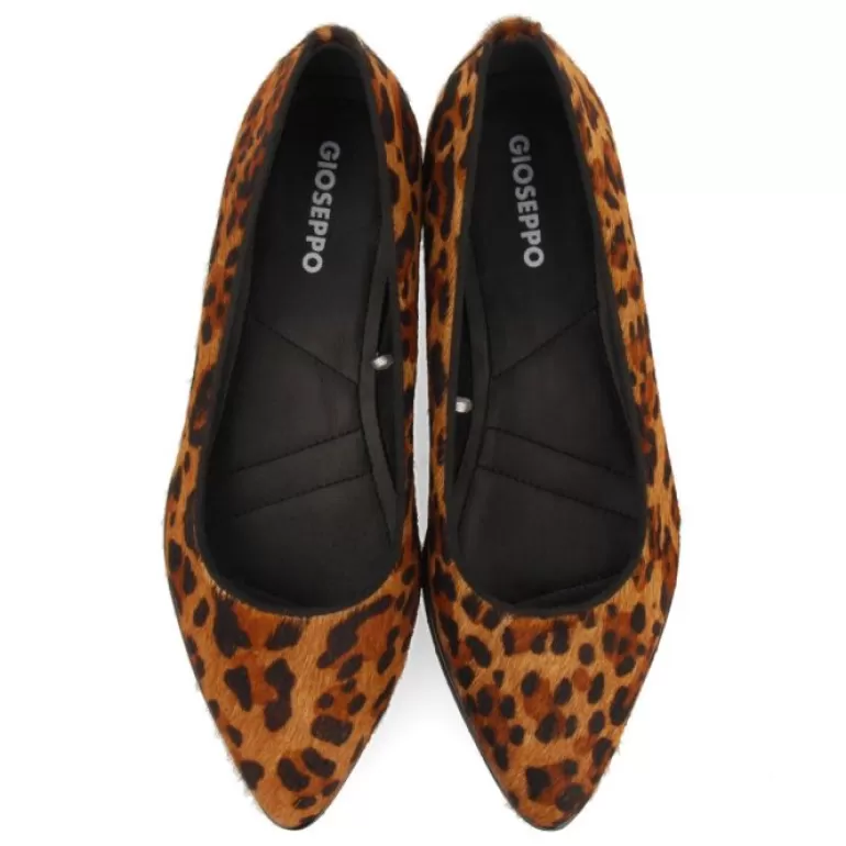 Gioseppo Ballet Pumps*Ruka Women'S Leopard-Print Leather Ballet Flats With Thick Track Soles